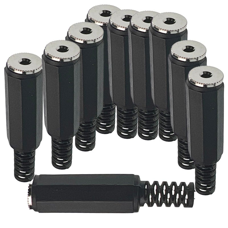 CESS 2.5mm Stereo Female Balanced TRS Plug Jack Socket Connectors, Soldering Type, 10 Pack, Matte Black Hexagonal Plastic Housing - Image 1
